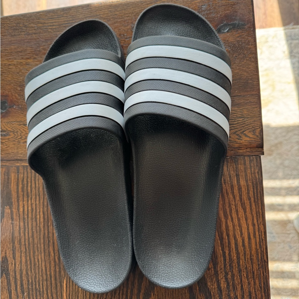 adidas Black and White Slide Sandals